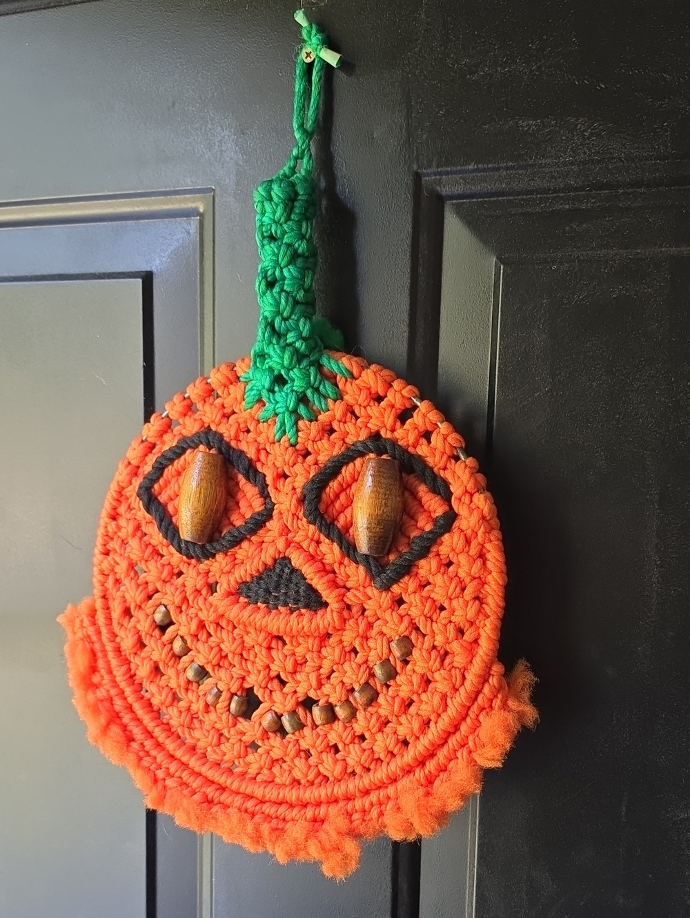 Vintage 70s Macrame Jack-o-Lantern  Holloween